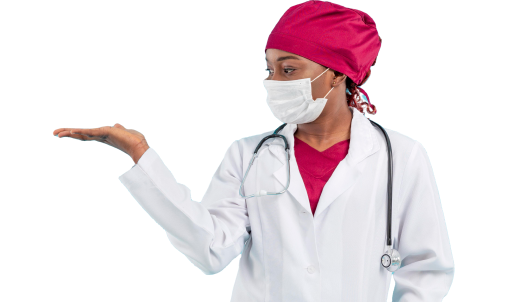 a female doctor looking at her hand
