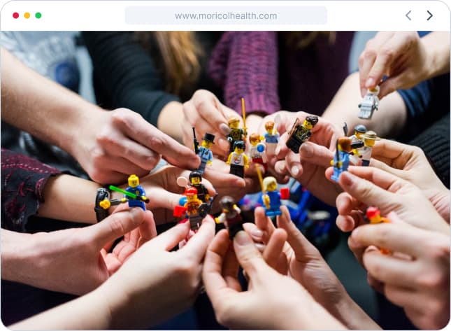 Different human's hand with a toy in it
